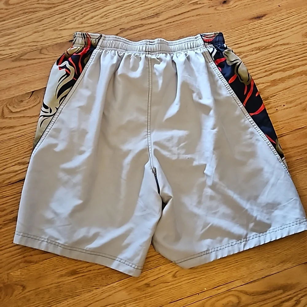 SPEEDO SWIM TRUNKS XL MEN'S  TAN NAVY BLUE RED POCKETS